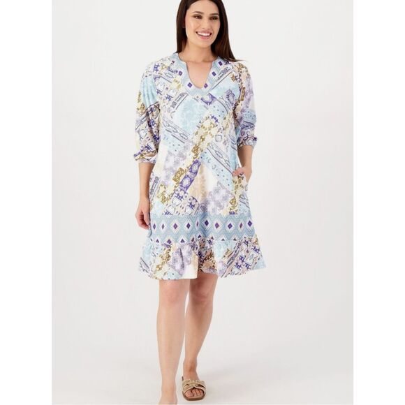 Tolani Collection patchwork Printed Dress with Ruffle womens XL NWT - Picture 6 of 11